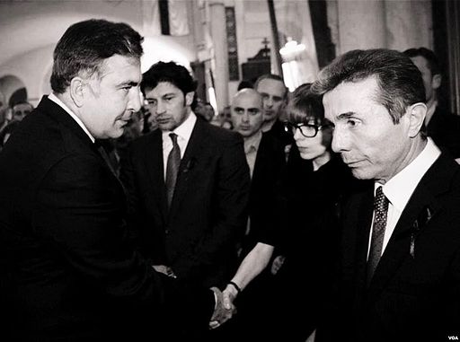 Mikheil Saakashvili (left) with Bidzina Ivanishvili (right) (Source: Voice of America)